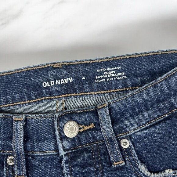 Old Navy Curvy Sky Hi Straight Jeans Size 4 Button Fly Extra High Rise Trish - Picture 7 of 11